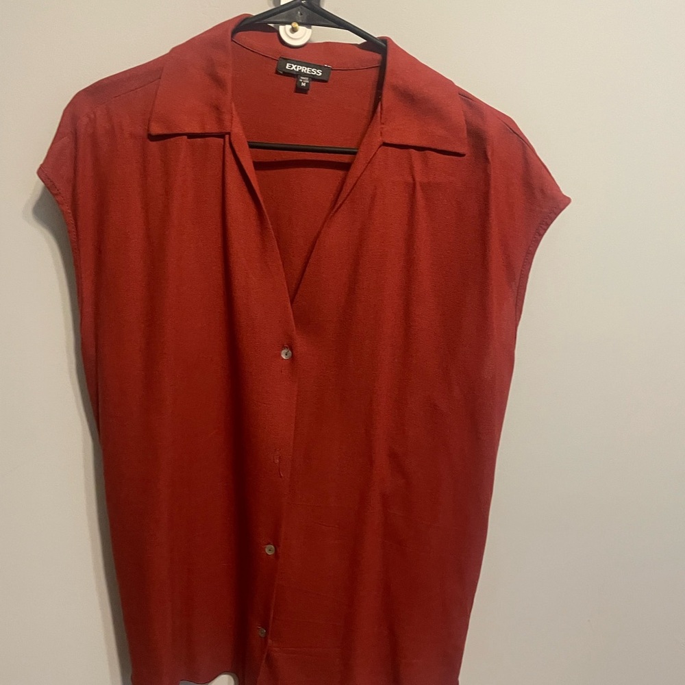 Express Scarlet Button-Up Top